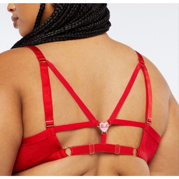 Savage X Fenty 3X NWT red lace lingerie bra bralette do me candy heart - Picture 2 of 9